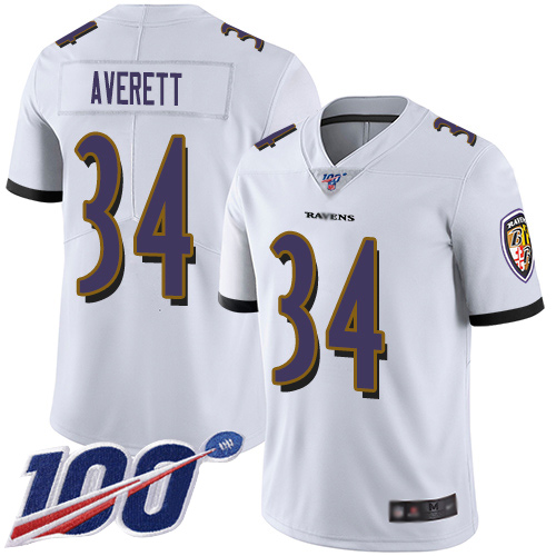 Baltimore Ravens Limited White Men Anthony Averett Road Jersey NFL Football #34 100th Season Vapor Untouchable->baltimore ravens->NFL Jersey